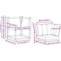 vidaXL Buiten Hoek Sofa Massief acaciahout en Textilene Stof Naturel