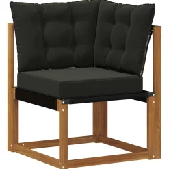 vidaXL Buiten Hoek Sofa Massief acaciahout en Textilene Stof Naturel