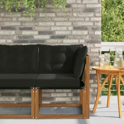 vidaXL Buiten Hoek Sofa Massief acaciahout en Textilene Stof Naturel