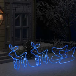 vidaXL Buitenkerstversiering rendier en slee 576 LED's