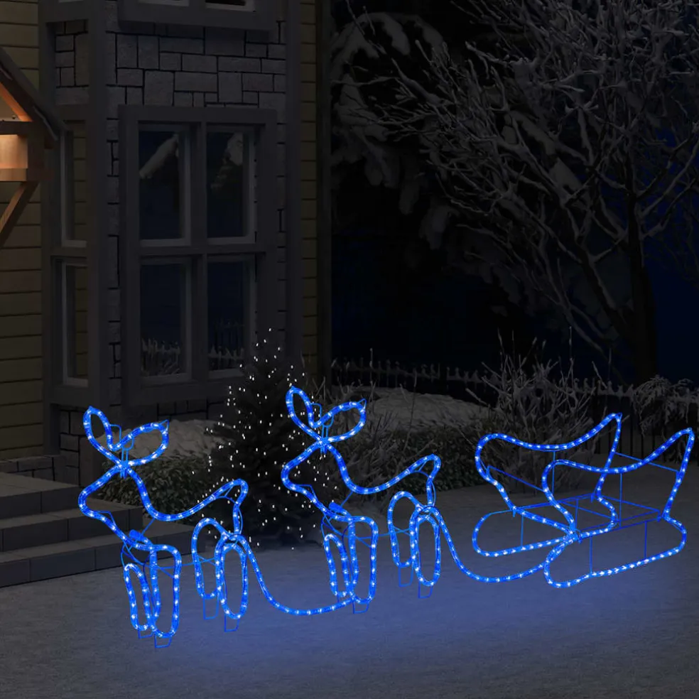 vidaXL Buitenkerstversiering rendier en slee 576 LED's