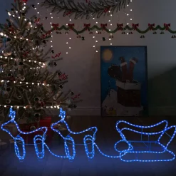 vidaXL Buitenkerstversiering rendier en slee 576 LED's