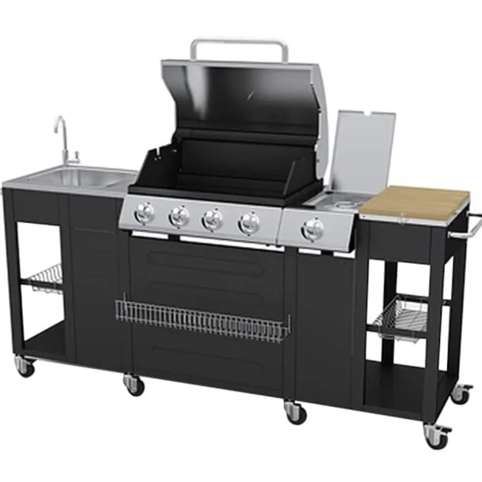 vidaXL Buitenkeuken met barbecue Montana 4 branders