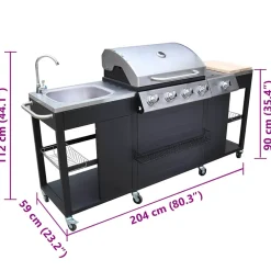 vidaXL Buitenkeuken met barbecue Montana 4 branders