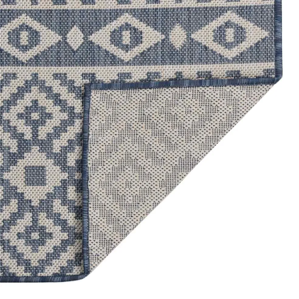 vidaXL Buitenkleed met patroon platgeweven 80x150 cm blauw
