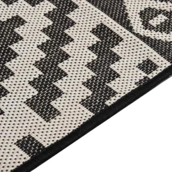 vidaXL Buitenkleed met patroon platgeweven 80x150 cm zwart
