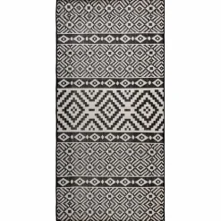 vidaXL Buitenkleed met patroon platgeweven 80x150 cm zwart