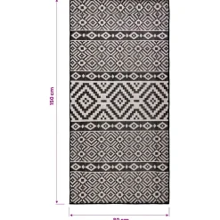 vidaXL Buitenkleed met patroon platgeweven 80x150 cm zwart