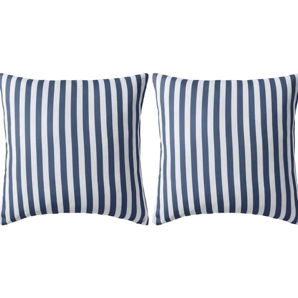 vidaXL Buitenkussens 45x45 cm gestreept marineblauw 2 st