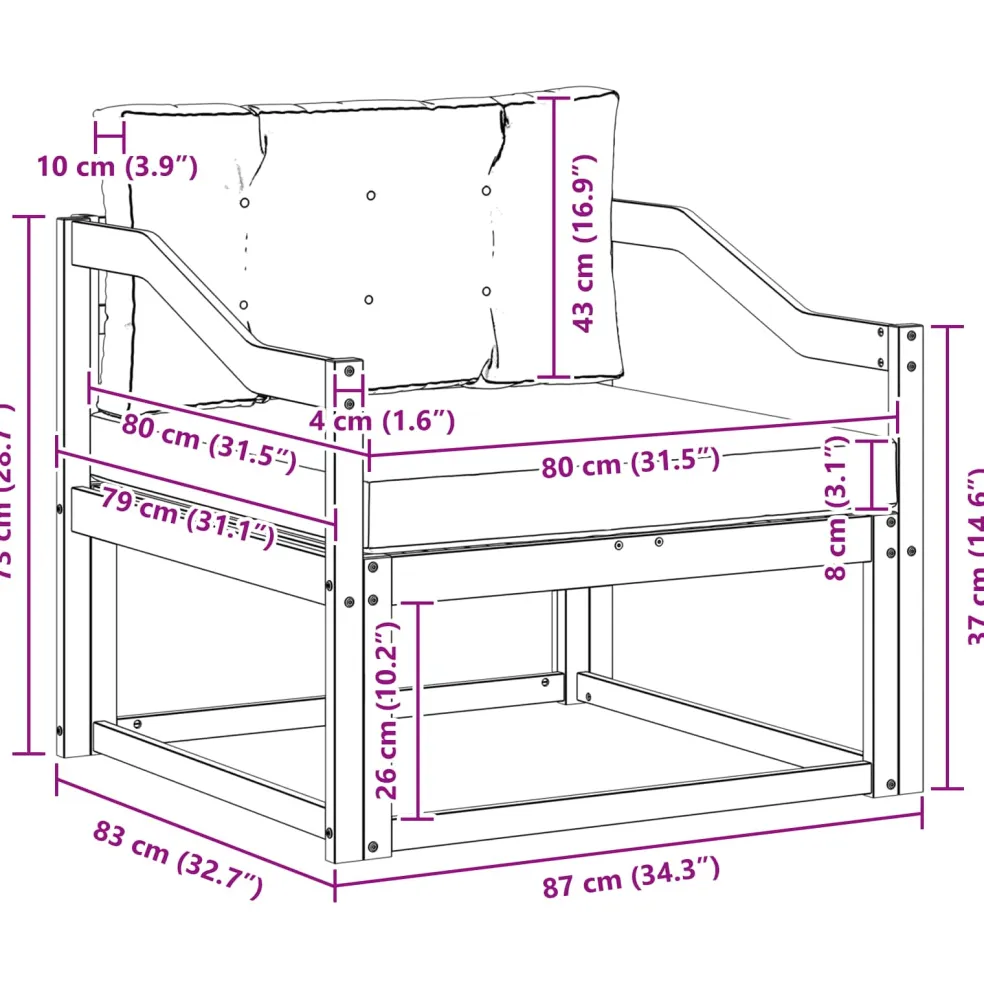 vidaXL Buiten Midden Sofa Naturel