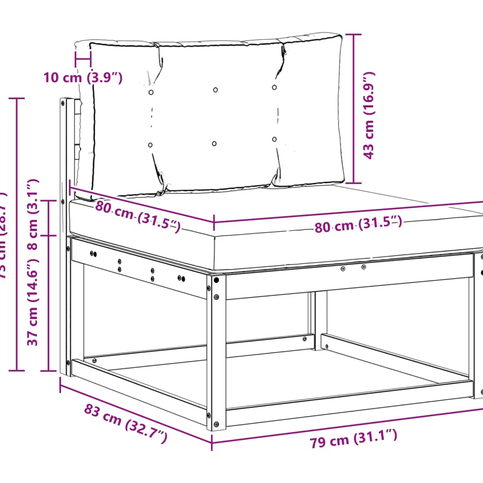 vidaXL Buiten Midden Sofa Naturel