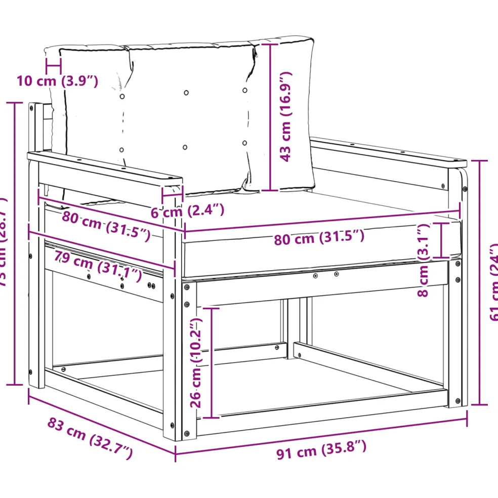 vidaXL Buiten Midden Sofa Naturel