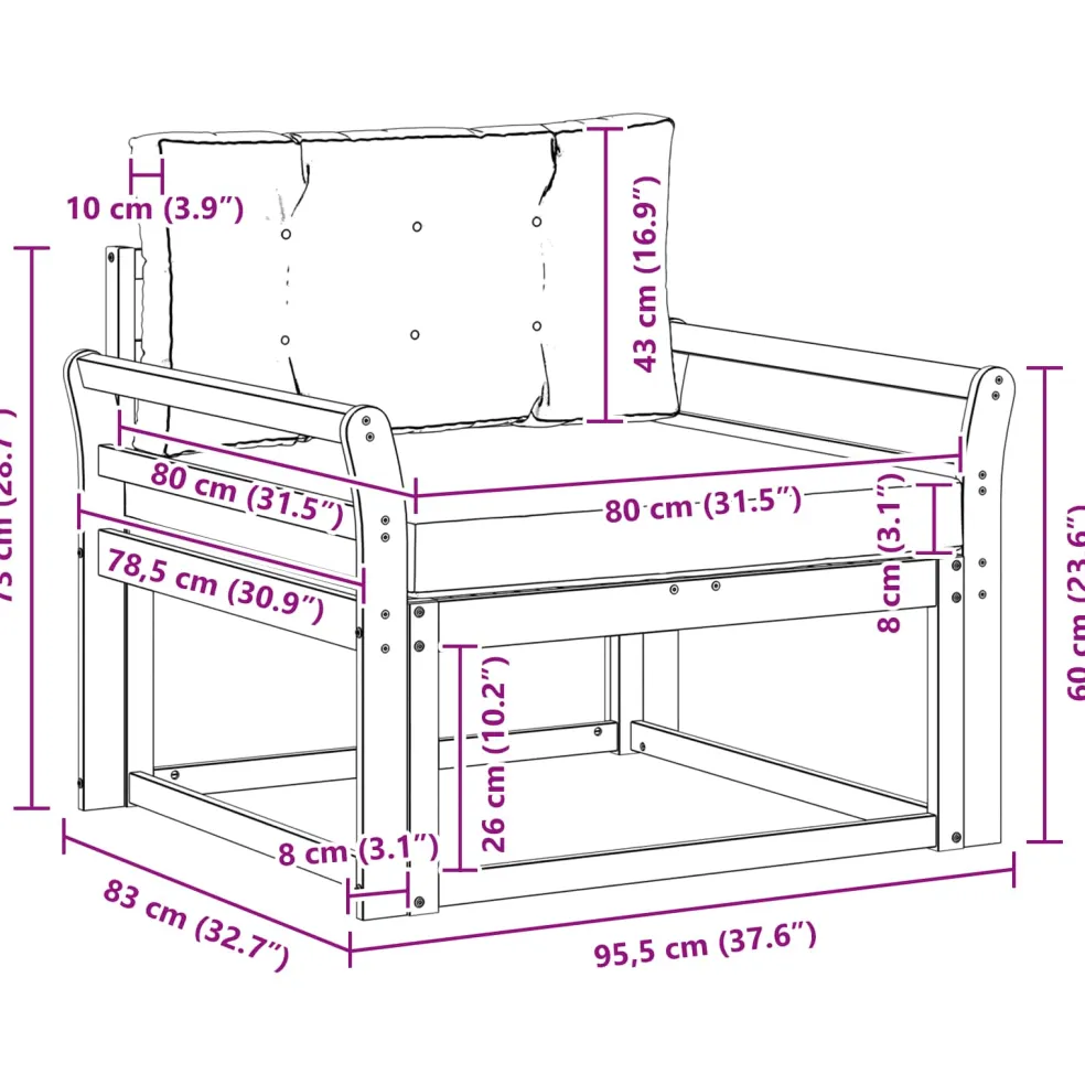 vidaXL Buiten Midden Sofa Naturel
