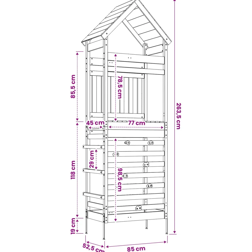 vidaXL Buiten Speeltoren Naturel 53 x 85 x 264 cm