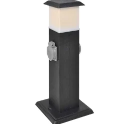 vidaXL Buitenstopcontact op zuil met lamp (zwart)