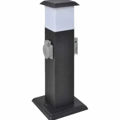 vidaXL Buitenstopcontact op zuil met lamp (zwart)