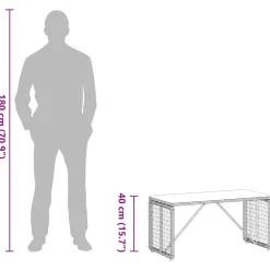 vidaXL Buiten Tafel Grijs en zwart 80 x 40 x 40 cm PE Rattan en Glas