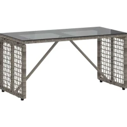 vidaXL Buiten Tafel Grijs en zwart 80 x 40 x 40 cm PE Rattan en Glas