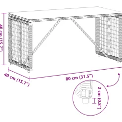 vidaXL Buiten Tafel Grijs en zwart 80 x 40 x 40 cm PE Rattan en Glas
