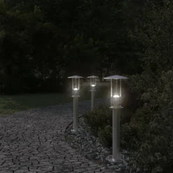 vidaXL Buitenvloerlamp 60 cm roestvrijstaal zilverkleurig