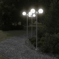 vidaXL Buitenvloerlampen 3 st 215 cm roestvrij staal zilverkleurig