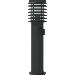 vidaXL Buitenvloerlamp met stopcontact 60 cm roestvrijstaal zwart