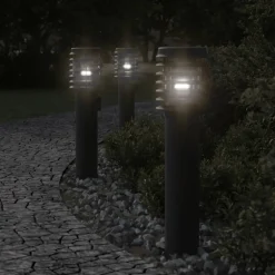 vidaXL Buitenvloerlamp met stopcontact 60 cm roestvrijstaal zwart