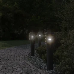 vidaXL Buitenvloerlamp met stopcontact 60 cm roestvrijstaal zwart