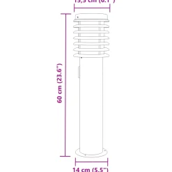 vidaXL Buitenvloerlamp met stopcontact 60 cm roestvrijstaal zilver