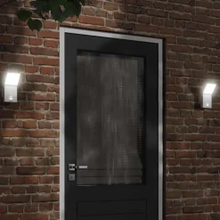 vidaXL Buitenwandlamp LED met sensors gegoten aluminium wit