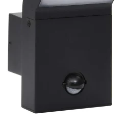 vidaXL Buitenwandlamp LED met sensors gegoten aluminium zwart