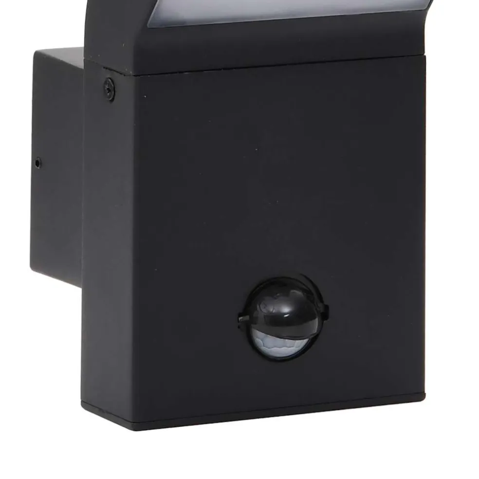 vidaXL Buitenwandlamp LED met sensors gegoten aluminium zwart