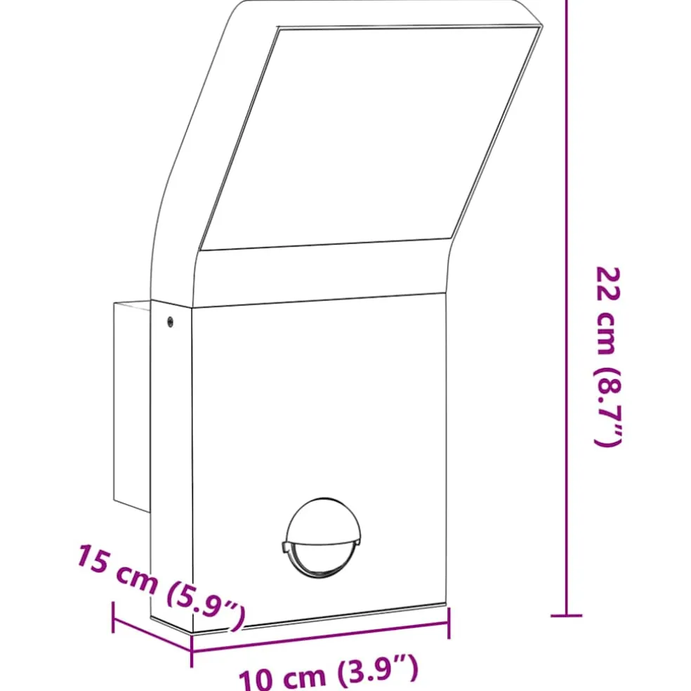 vidaXL Buitenwandlamp LED met sensors gegoten aluminium zwart