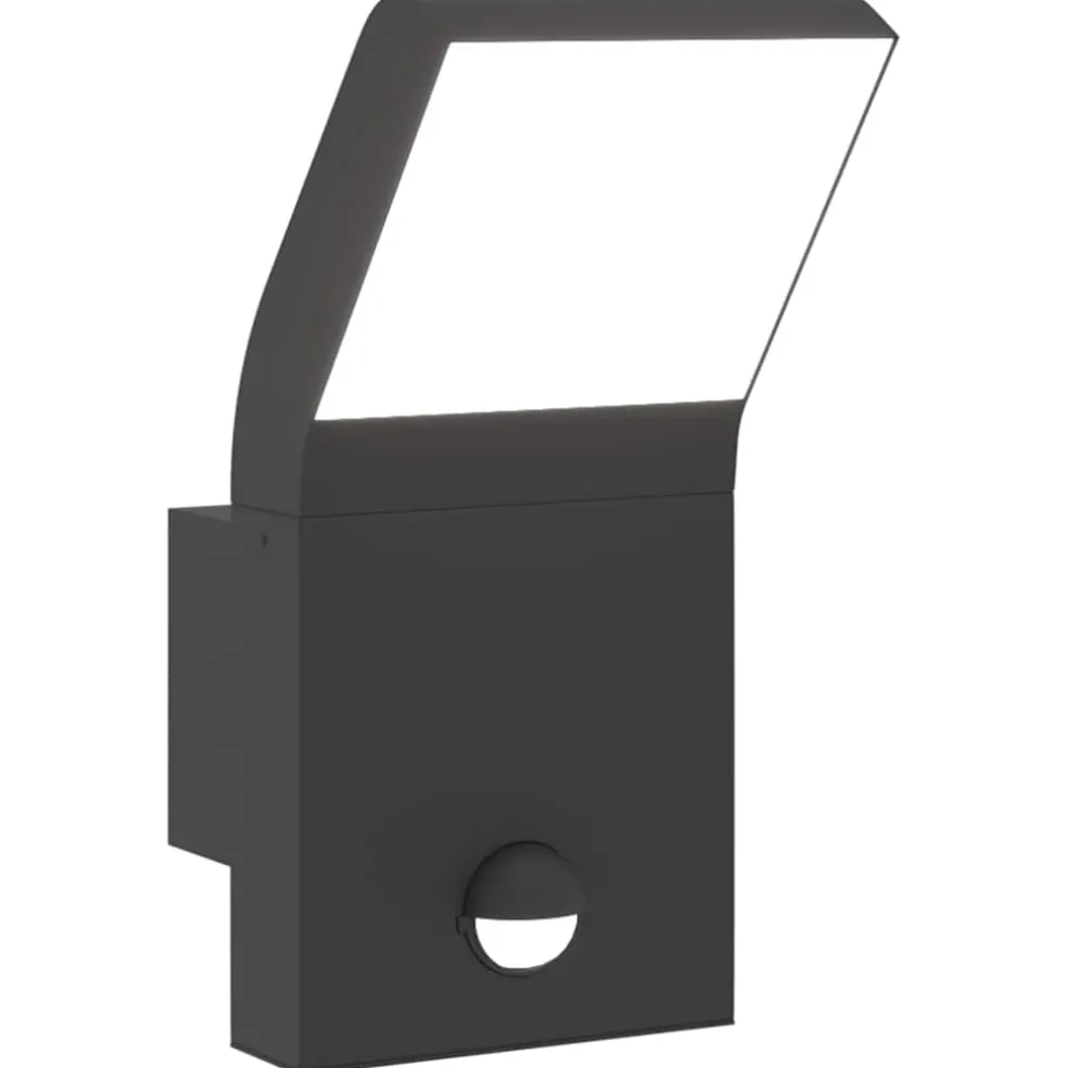 vidaXL Buitenwandlamp LED met sensors gegoten aluminium zwart