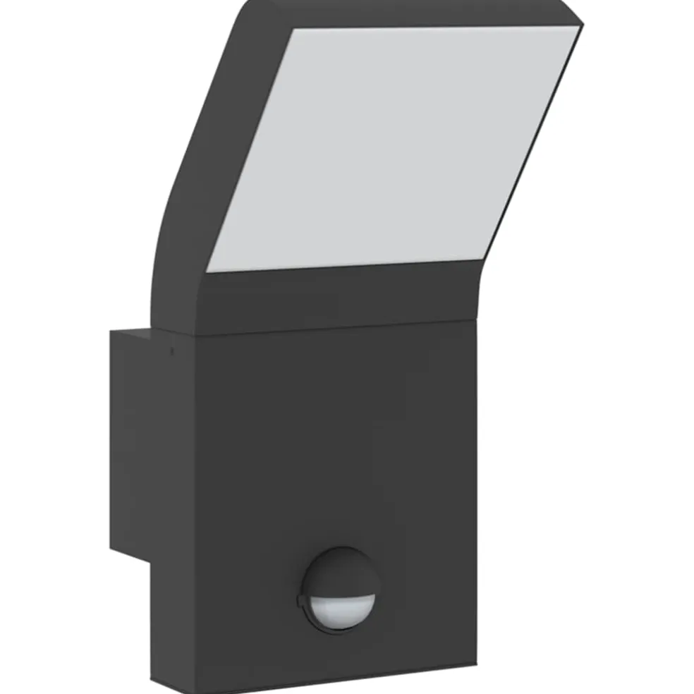 vidaXL Buitenwandlamp LED met sensors gegoten aluminium zwart
