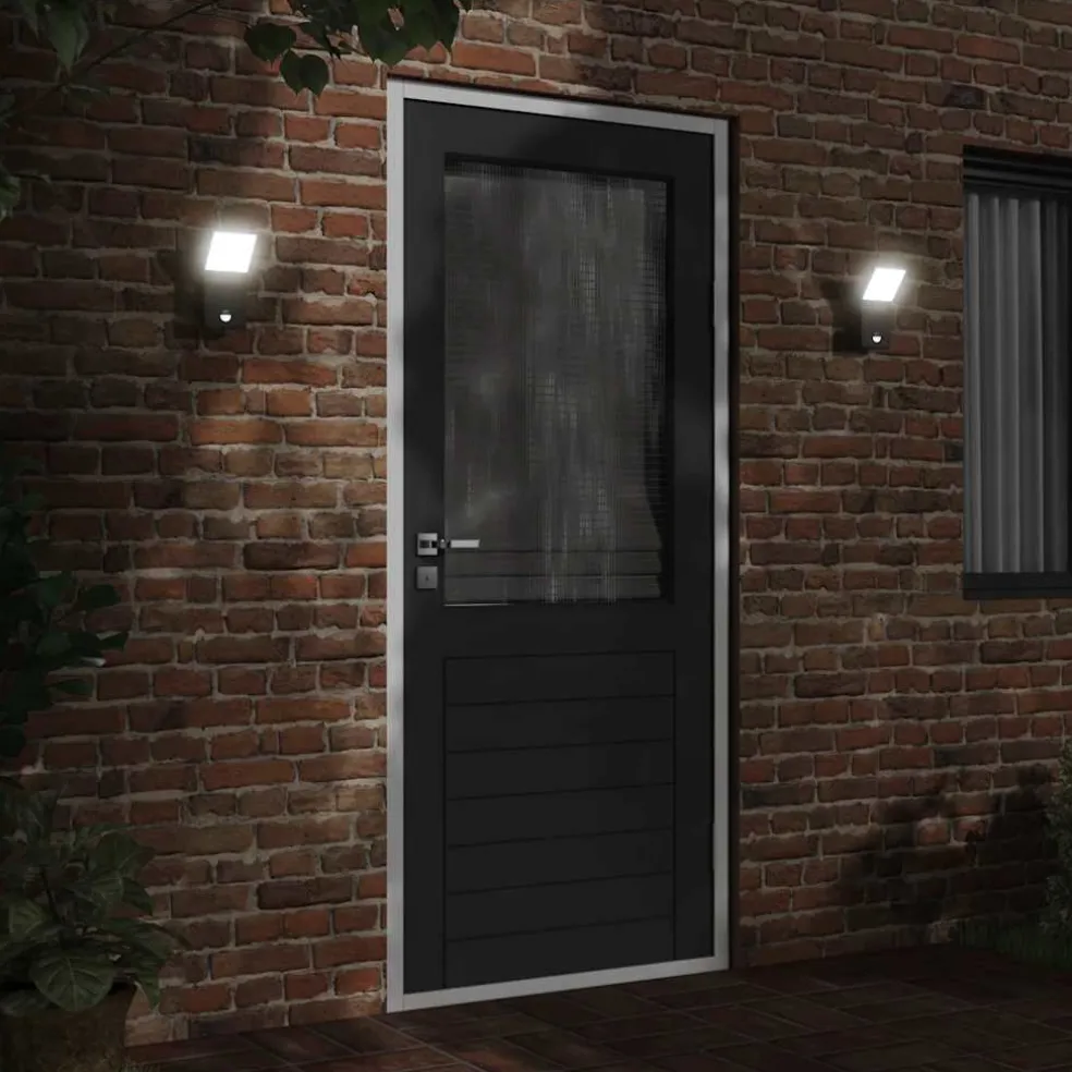 vidaXL Buitenwandlamp LED met sensors gegoten aluminium zwart
