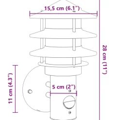 vidaXL Buitenwandlamp met sensor roestvrij staal zilverkleurig