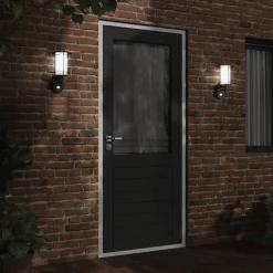 vidaXL Buitenwandlamp met sensor roestvrij staal zwart
