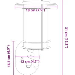 vidaXL Buitenwandlamp met sensor roestvrij staal zwart