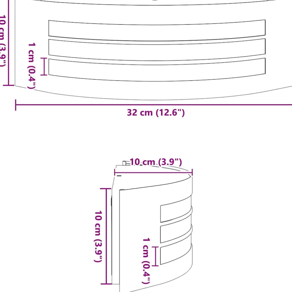 vidaXL Buiten Wandlamp zilver 32 x 10 x 10 cm