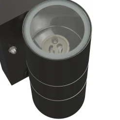 vidaXL Buiten Wandlamp Zwart 7 x 10 x 22 cm RVS en Glas