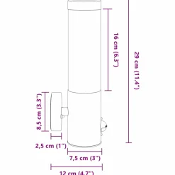 vidaXL Buiten Wandlamp Zwart 12 x 8,5 x 29 cm