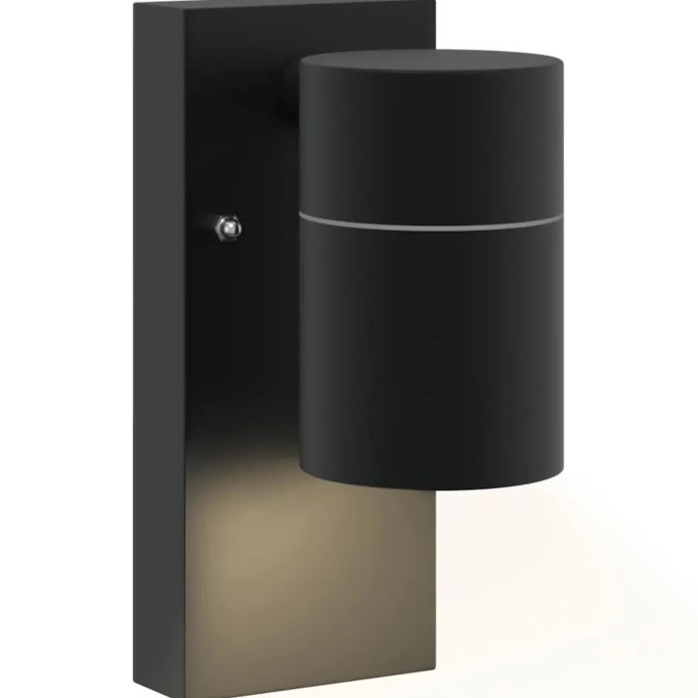 vidaXL Buiten Wandlamp Zwart 6,5 x 10,5 x 16 cm RVS en Glas