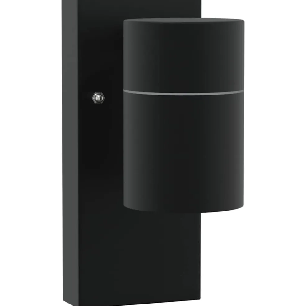 vidaXL Buiten Wandlamp Zwart 6,5 x 10,5 x 16 cm RVS en Glas