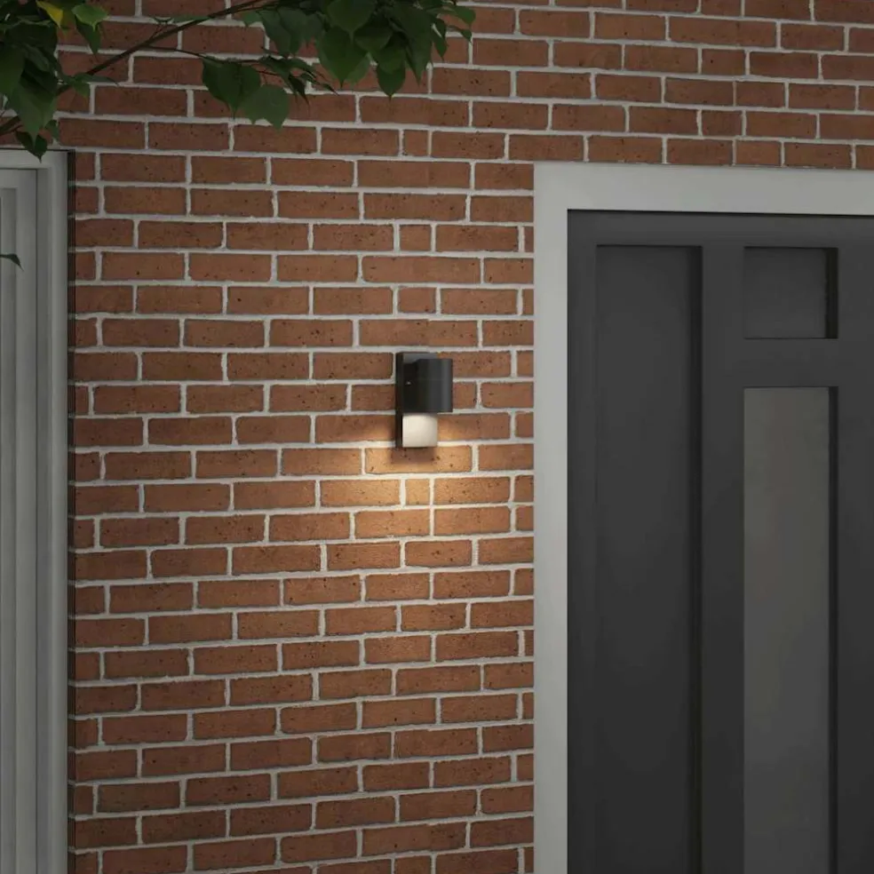 vidaXL Buiten Wandlamp Zwart 6,5 x 10,5 x 16 cm RVS en Glas