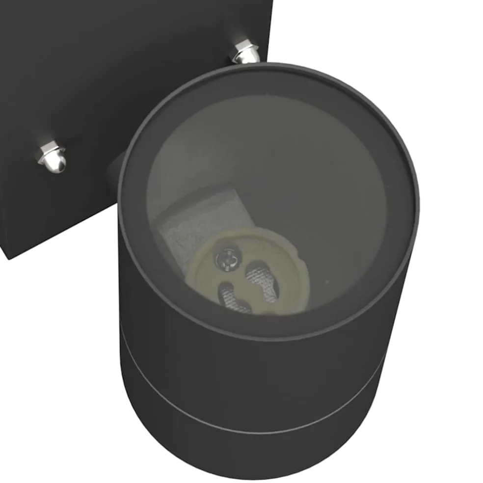 vidaXL Buiten Wandlamp Zwart 6,5 x 10,5 x 16 cm RVS en Glas