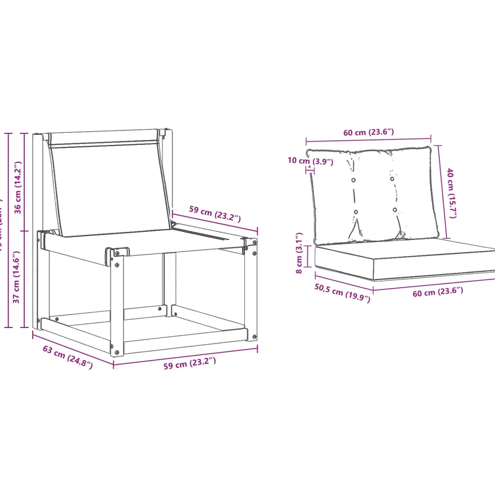 vidaXL Buitenzitmiddelsofa Massief acaciahout en Textilene Stof