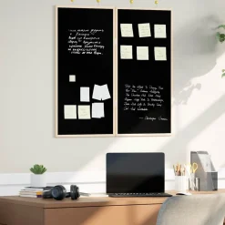 vidaXL Bulletinbord 80 x 80 x 1.4 cm Massief grenenhout Zwart