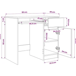 vidaXL Bureau ambachtelijk 86x49x76 cm spaanplaat eikenkleurig
