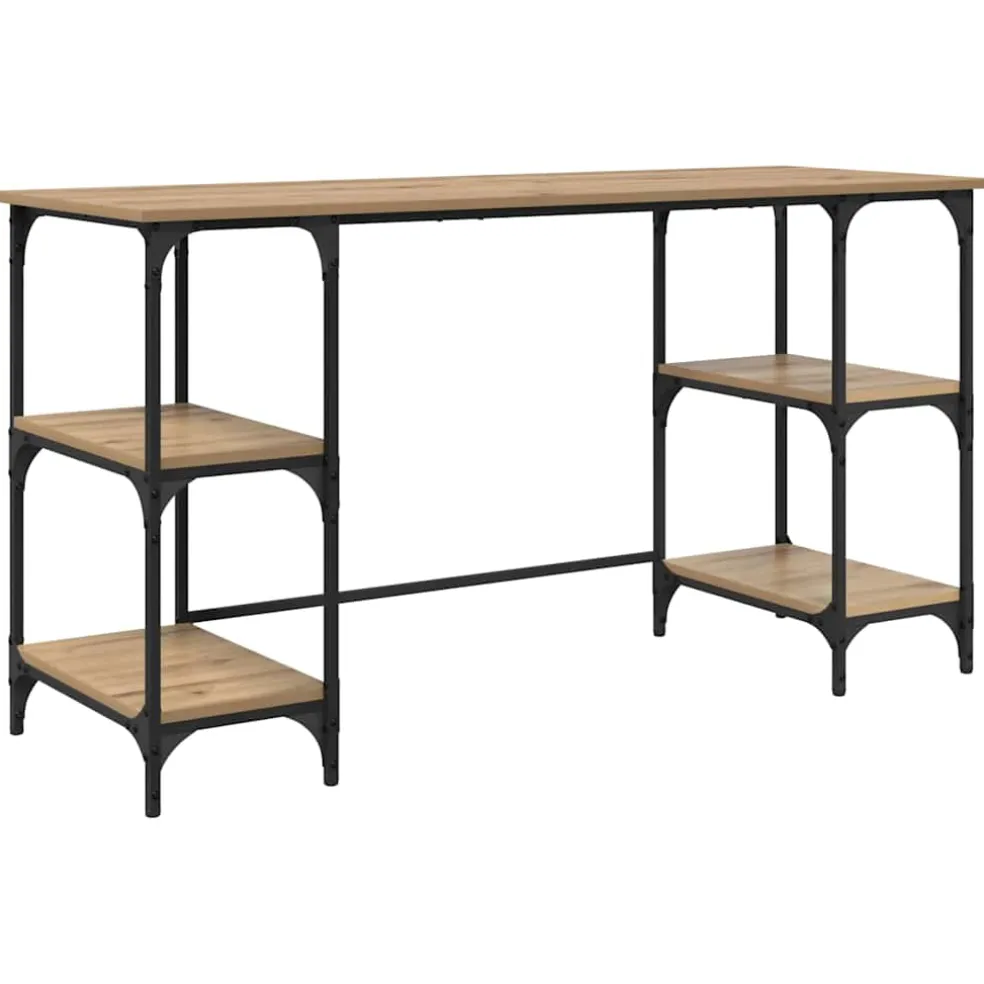 vidaXL Bureau Artisan Eiken Bewerkt hout 140 x 50 x 75 cm